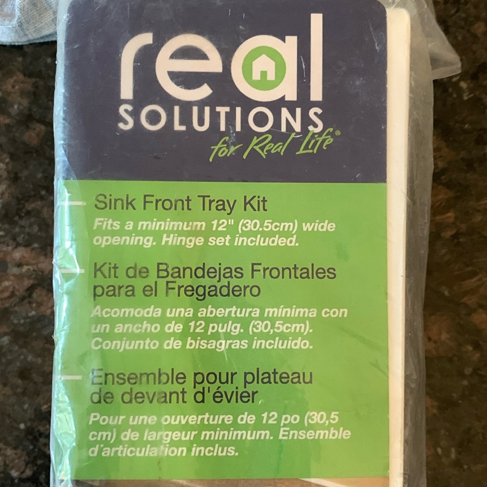 Sink-front tray kit new in package “real solutions” includes all hardware 11”